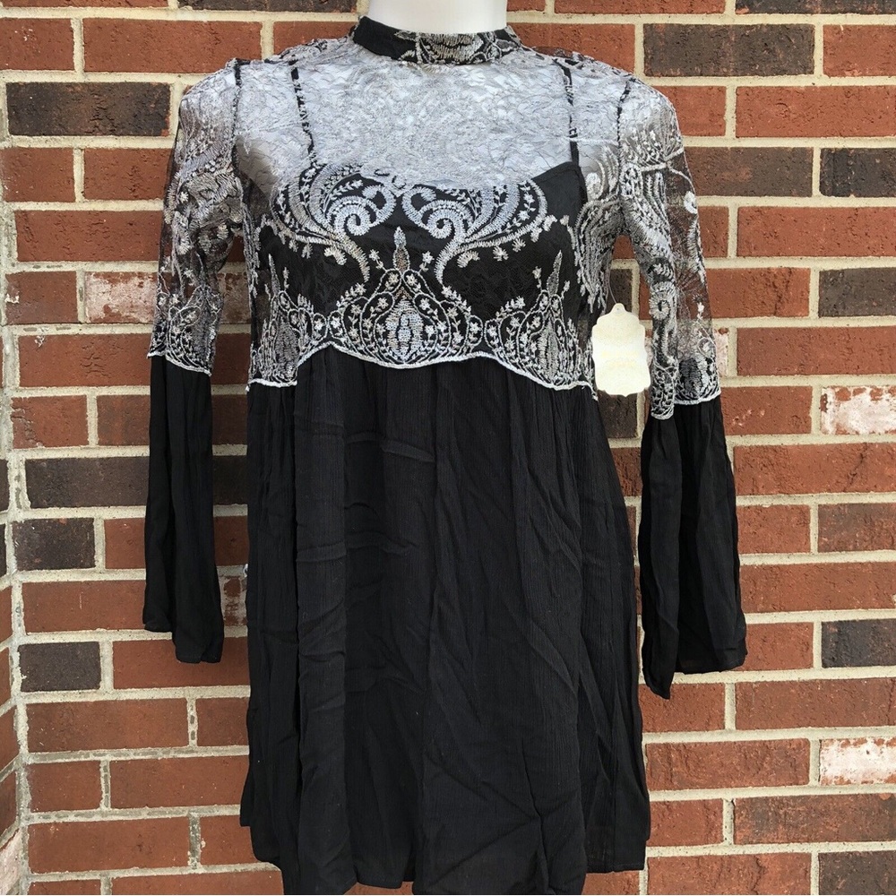 Altar’d State Black Dress Silver Sequined Overlay, Size Small NWT